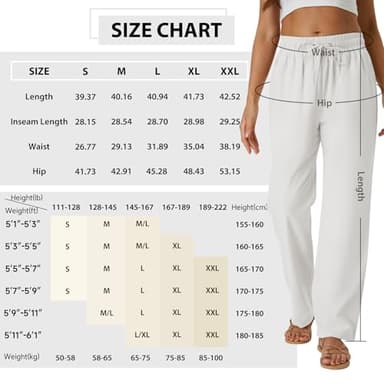 SEMARO Womens Casual Linen High Waist Pants Drawstring Loose Fit Summer Pants Trousers with Side Pockets White - Image 7