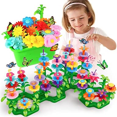 SpringFlower Toys for Girls 3 4 5 6 7 Years Old, Flower Garden Building Kit with Storage case,Educational STEM Toy and Preschool Garden Play Set for Toddlers, for Kids,148pcs - Image 1