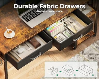 Coleshome Small Computer Desk with Drawers, 40 Inch Reversible Home Office Desk with Power Outlet, Study Laptop Vanity Table with Storage Shelves for Bedroom Small Space, Rustic Brown - Image 5