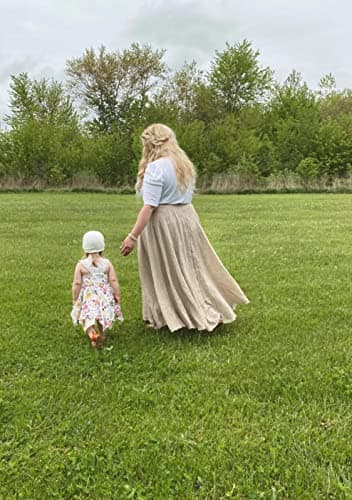 OCHENTA Cotton Long Maxi Skirt Flowy Boho for Summer Beach Goth Fairy Renaissance Weekend Skirts Off White 85CM - Image 4