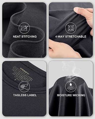 WEERTI Thermal Underwear for Men Long Johns with Fleece Lined, Base Layer Men Cold Weather Top Bottom Charcoal - Image 4
