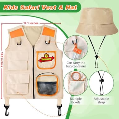 YOPINSAND Kids Explorer Kit & Bug Catcher Kit, Kids Camping Gear for Kids, Outdoor Exploration Set with Vest & Hat, Ideal Outdoor Camping Adventure Toys for Ages 3 4 5 6 7 8 Boys Girls - Image 3