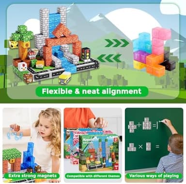 Magnetic Blocks - 150PCS Magnetic Building Blocks Road Forest Magnetic Cubes - STEM Toys for Montessori Toddler Birthday Gifts -STEM Sensory Construction Toys for Kids Ages 3+ for Boy & Girl - Image 6