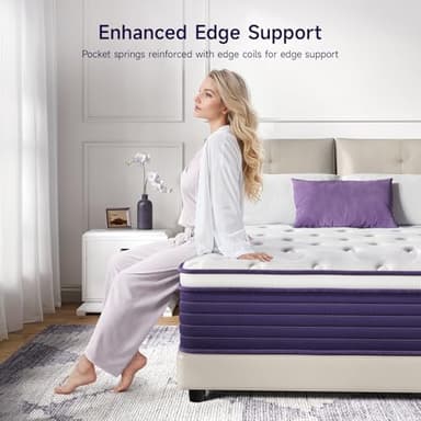King Mattress, 12 Inch Hybrid Mattress in a Box with Handles, Lavender Gel Memory Foam Bed Pad, Pocket Springs for Motion Isolation & Edge Support, 365 Night Trial, Fiberglass-Free, CertiPUR-US - Image 5
