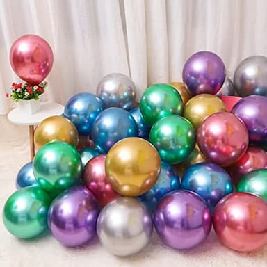 Colorful Party Balloons 100pcs 12inch Chrome Metallic Helium Balloons for Birthday Party Decoration and Arch Decoration Wedding Birthday Baby Shower Christmas Party - Image 2