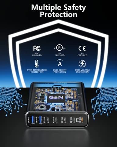 Aluminum Alloy 260W USB C Charger Block GaN III PD 65W Fast USB C Charging Station 7 Ports 65W Laptop Charger for MacBook Pro/Air/iPad Pro/iPhone (Grey Black-5C2A) - Image 5