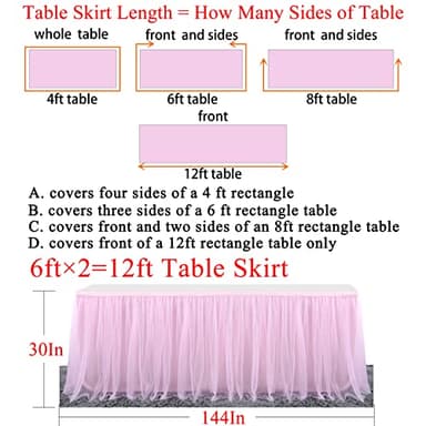 Suppromo 2 Pack 6ft Pink Tulle Table Skirts for Rectangle Tables or Round Tables Pink Tutu Tablecloth Cover for Princess Baby Shower Girls Birthday Party Wedding Cake Dessert Table Decorations - Image 6