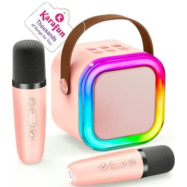 IROO Mini Karaoke Machine for Kids, 2025 TOP Toys Birthday Gifts Ideas for Girls Ages 4, 5, 6, 7, 8, 9, 10, 12+ Years Old, Portable MP3 Player with 2 Wireless Mics for Party - Image 1