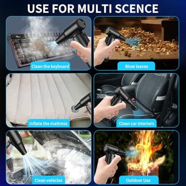 Compressed Air Duster with LED Flashlight, 300,000RPM Brushless Motor Electric Air Duster, 3-Gear Adjustable Mini Blower, Cordless Jet Fan for Keyboard, PC, Car and Home Cleaning1 - Image 4