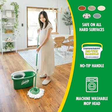 Libman Tornado Spin Mop System, Spinning Floor Mopping and Bucket with Wringer Set for Home, Hardwood, Laminate, Tile Cleaning, Includes 1 Machine Washable Replacement Head Refills (2 Total) - Image 4