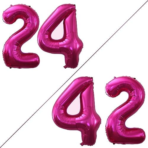 GOER Number 24 Balloons for 24th Birthday Party Decorations,42 Inch Jumbo Foil Helium 42 Balloons for 42nd Birthday Party Decoration (Bright Peach)