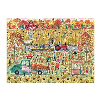 Galison Pumpkin Patch – 1000 Piece Michael Storrings Jigsaw Puzzle Featuring Beautiful Artwork of A Pumpkin Patch During A Fall Day - Image 2