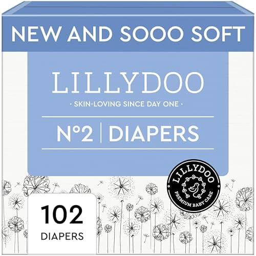LILLYDOO Baby Diapers - Size 2 (9-18 lbs), Half-Monthly Supply (102 Count), Leak Protection, Skin-Friendly, Ultrasoft, Perfume- & Chlorine-Free, Hypoallergenic, Dermatologist Tested, Oeko-TEX® - Image 1