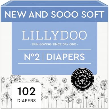 LILLYDOO Baby Diapers - Size 2 (9-18 lbs), Half-Monthly Supply (102 Count), Leak Protection, Skin-Friendly, Ultrasoft, Perfume- & Chlorine-Free, Hypoallergenic, Dermatologist Tested, Oeko-TEX® - Image 1