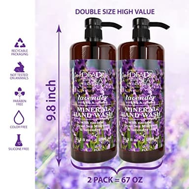 Dead Sea Collection Hand Soap Pump Lavender - Moisturizing Hand Wash Liquid with Dead Sea Minerals and Lavender Oil, Reviving, Calming - Pack of 2 (33.8 Fl Oz Each) - 67.6 Fl Oz Total - Image 3