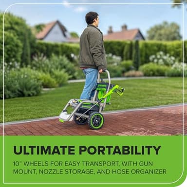 Greenworks Pro Brushless 2700 PSI (CSA Certified) 2.3 GPM Max / 1.2 GPM Electric Pressure Washer (Foldable Handles, Rugged Steel Frame, 25 FT Hose, 35 FT GFCI Power Cord) - Image 8