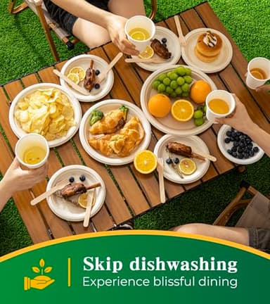 Joyborn 100% Compostable Paper Plates, 10 Inch, 125 Count, Biodegradable Bagasse Plates, Heavy Duty Disposable Plates Bulk for Party | Microwave-Safe | Soak-Resistant, Cut Resistant - Image 6