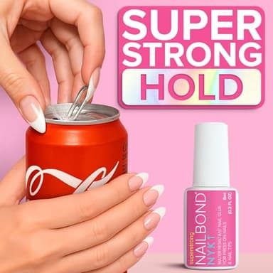 Super Strong Nail Glue for Press On Nails, Nail Tips & Acrylic Fake Nails (8ml) NYK1 NailBond Brush On Glue for Press Ons, Tips & Acrylics - Long Lasting, Maximum Strength, Mess-Free Application - Image 4