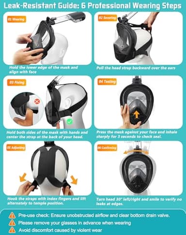 Greatever Full Face Snorkel Mask, Snorkeling Gear for Adults with Latest Dry Top Breathing System and Detachable Camera Mount, Snorkel Mask Adult, Snorkels Anti-Fog & Anti-Leak - Image 8