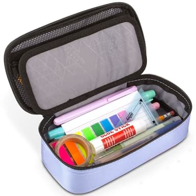 Five Star Pencil Pouch, Pen Case, High-Capacity Zipper Pouch, Storage Organizer for School Supplies Earbuds Chargers Cables Makeup, Lilac/Berry (500211F-ECM) - Image 7