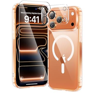 toushion 3 in 1 for iPhone 17 Pro Case Clear,Fits MagSafe, Not Yellowing, Screen Protector*1 Camera Lens Protector*1, Military-Grade Protection for Phone Cover 6.3 inch - Image 1