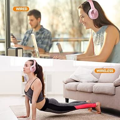 Rydohi Bluetooth Headphones Over Ear, 68H Playtime 3 EQ Music Modes Wireless Headphones with Microphone/Deep Bass, HiFi Stereo Foldable Headset for PC Home Travel Office (Rose Gold) - Image 7
