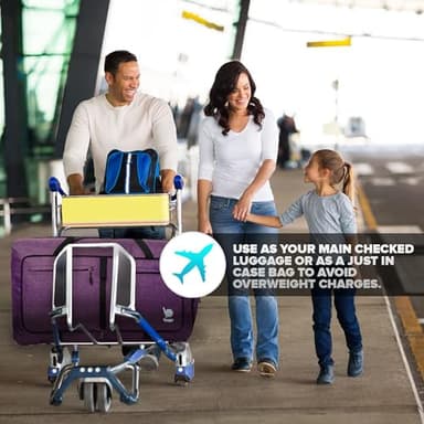 Bago Large Foldable Duffel Bags for Traveling Women & Men - 80L Packable Duffle Bag for Travel with Shoe Compartment - Water Repellant, Heavy Duty, Lightweight Folding & Collapsible (SnowDepPurple) - Image 7