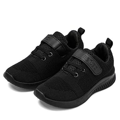 nerteo Toddler Sneakers Boys Girls Kids Running School Uniform Shoes | Breathable, Lightweight. Machin Washable All Black 13 M US Little Kid - Image 6