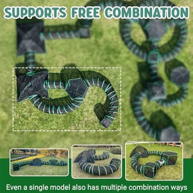 Pawtenda 6-in-1 Cat Tents for Outside, Portable Outdoor Cat Enclosures for Indoor Cats, Pet Play Cage with Tunnels for Outside, Outdoor Catio, Pet Playpen Including 3 Tents and 3 Tunnels - Image 6