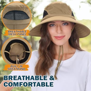 EINSKEY Wide Brim Sun Hat, UPF 50+ UV Protection Waterproof Packable Bucket Hat for Men & Women, Fishing Hiking Beach Garden - Image 4