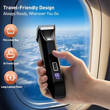 VIKICON 2-in-1 Manscape Trimmer & Shavers for Men: No-Nick Full Body Electric Razor for Pubic, Balls, Back Hair w/Dual-Head Trimmer & Foil Blades - Waterproof Groomer Kit w/Light, Travel Lock & Pouch - Image 5