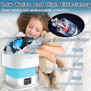 Portable Washing Machine, 16L Mini Washing Machine with 3 Modes, Foldable Collapsible Washer and Dryer with Spin for Travel, Socks, Baby Clothes (Blue) - Image 6