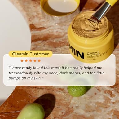 Gleamin Vitamin C Clay Mask for Dark Spots, Turmeric Clay Face Mask Skin Care, Deeply Cleanses & Refines Pores, Brightens Uneven Tone and Helps Improve Post-Blemish Scarring & Texture, Up to 20 Uses - Image 8
