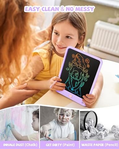 LCD Writing Tablet 10 Inch, Toys for 3 4 5 6 7 8 9 10 Year Old Boys Girls, Colorful Doodle Board Drawing Tablet, Gift for Boys Toddlers Age 3-12 Years, Memo Board, Drawing Pads with Lanyard(Purple) - Image 6
