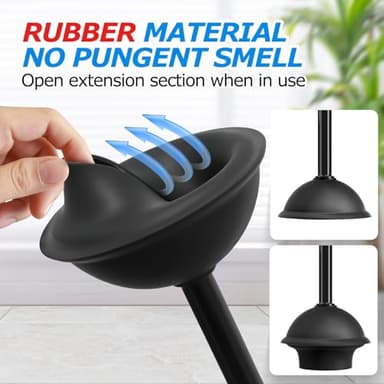 FORASTO 2 in 1 Toilet Plunger and Brush Set，Extended Handle Plunger，Toilet Bowl Brush Plunger Set, Bathroom Cleaning Tools ，Toilet Brush Plunger Combo，Cleaning Brush，Bathroom Cleaning Supplies - Image 4