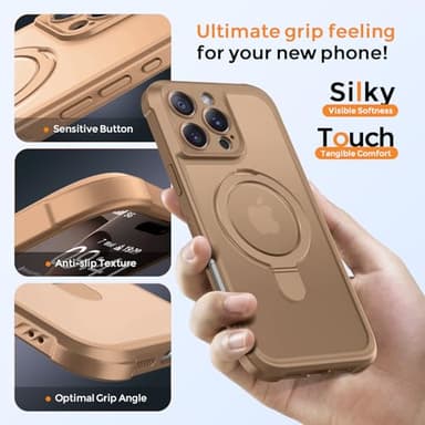 MOCCA Design for iPhone 16 Pro Max Case with Magnetic Invisible Stand [Full Camera Protection] [Compatible with Magsafe] Military Drop Shockproof Translucent Matte Phone Case Cover 6.9",Brown - Image 6