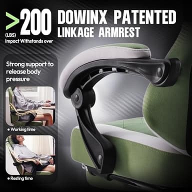 Dowinx Gaming Chair Fabric with Pocket Spring Cushion, High Back Ergonomic Computer Chair with Footrest for Adults, Massage Lumbar Support Swivel Game Chair for Office Gaming 300LBS, Green - Image 6