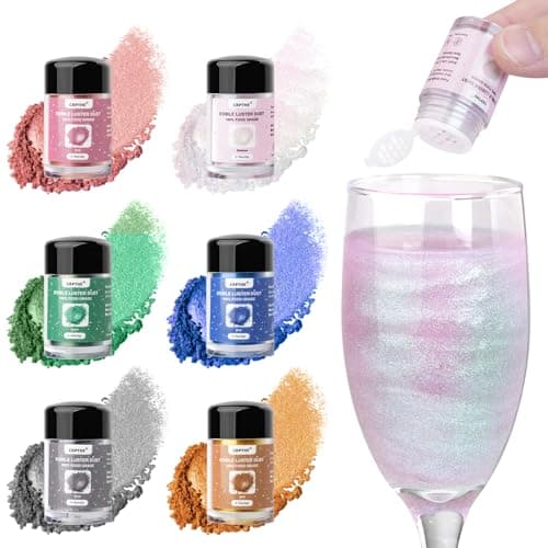 CRPTHE 6 Colors Luster Dust Edible Set, Edible Glitter for Cocktails, Food Grade Glitter Shimmer Sprinkle Powder for Drinks, Baking, Beverages, Cakes, Strawberries, Cookies, Fondant, Vegan(5g/Bottle) - Image 1