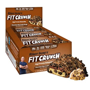 FITCRUNCH Snack Size Protein Bars, 6-Layer Baked Bar, 3g of Sugar, Gluten Free & Soft Cake Core (9 Bars, Chocolate Chip Cookie Dough) - Image 1