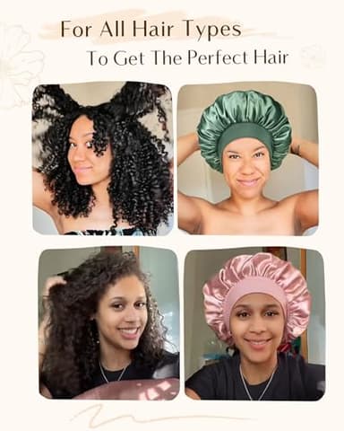 YANIBEST Silk Bonnet for Sleeping Women, Double Layer Hair Satin Bonnets with Elastic Band, Sleep Cap Curly Natural Hair - Image 7