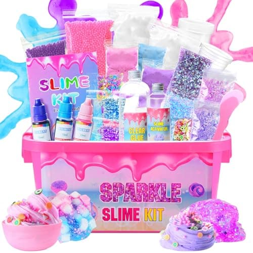 inksbui Confetti Slime Kit, Sparkling, Glimmer, Crunchy, Foam, Jelly Cubes Slime, Stress Relief Toys, Party Favors for Kids, for Girl Boys 6 7 8 9 10 11 12 - Image 1