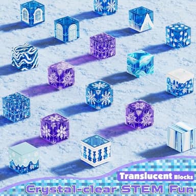 Magnetic Blocks - 100Pcs 0.8in Magnetic Building Block for Kids Ages 4-8, Transparent Magnet Block for Blue Princess Castle Build, Magnet Cubes Tiles Princess Toy for Girl 3 4 5 6 7 8-12 Birthday Gift - Image 2