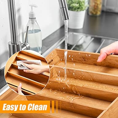 Bellsal Silverware Organizer Kitchen Drawer Organizer Expandable Bamboo Utensil Holder Cutlery Tray for Kitchen Utensil and Flatware Bedroom Office - Image 6