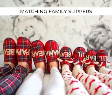 Dearfoams Women's Gifts for Mom Cute Cozy Mothers Day Mama Bear Slipper, Tartan Plaid, 7-8 - Image 2