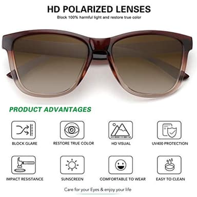 MEETSUN Polarized Sunglasses for Women Men Classic Retro Designer Style (Ombre Brown Frame/Gradient Lens, 54) - Image 3