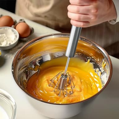 OOKUU Stainless Steel Egg Whisk, Semi Automatic Whisk Blender - Versatile Tool for Blending, Whisking, Beating & Stirring (12in) - Image 9