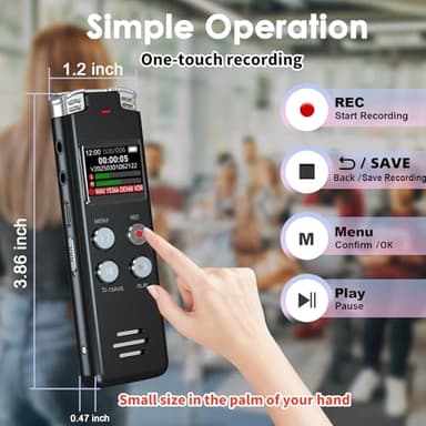 64GB Digital Voice Recorder with Playback: Voice Activated Recorders for Lectures Meetings Interviews - EVISTR Dictaphone Recording Device Tape Recorder Portable Mini, Audio Recorder with USB, MP3 - Image 5