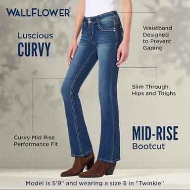 WallFlower Women's InstaStretch Luscious Curvy Bootcut Jeans, Twinkle, 9 - Image 4