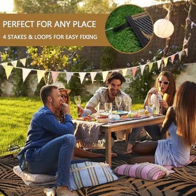 Cekene Outdoor Rugs 6’x9’ Waterproof Outdoor Patio Rug Blue Reversible Mats Lightweight Plastic Straw Rug with Carry Bag Portable RV Camping Mat Modern Outdoor Area Rug for Patio Deck Picnic - Image 6