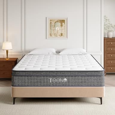 TEENO Queen Mattress 14 Inch, Hybrid Mattresses Queen Size in a Box, Medium Firm Memory Foam and Individual Pocket Springs, Fiberglass Free Bed Mattres, Breathable,CertiPUR-US - Image 7